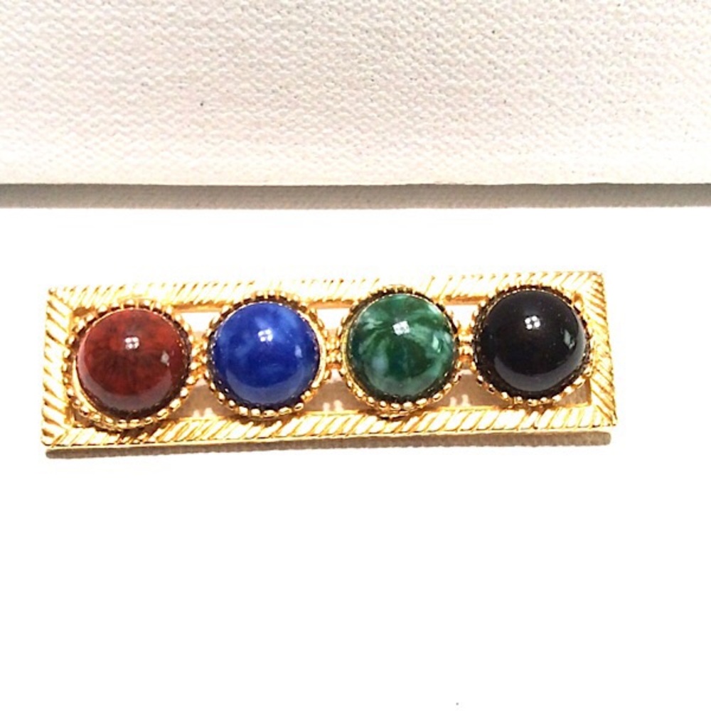 Vintage Gemstone Bar Pin Brooch